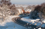 A417 through East Challow in snow.
